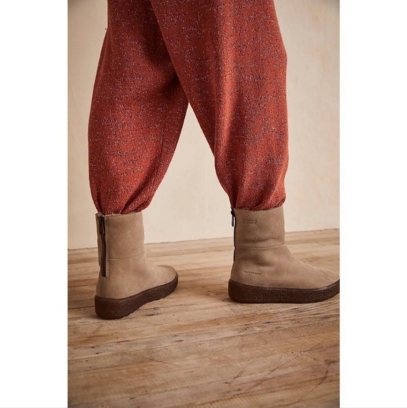 New Free People x Cougar Taupe Suede Leather Cozy Boots Sheep Shearling SZ 9 - Picture 3 of 16